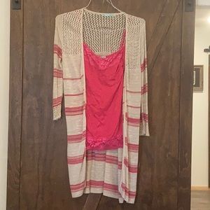 Cardigan and lace undershirt